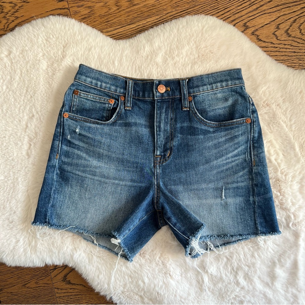 MADEWELL High-Rise Denim Cutoff Jean Shorts in Glenoaks Wash size 24